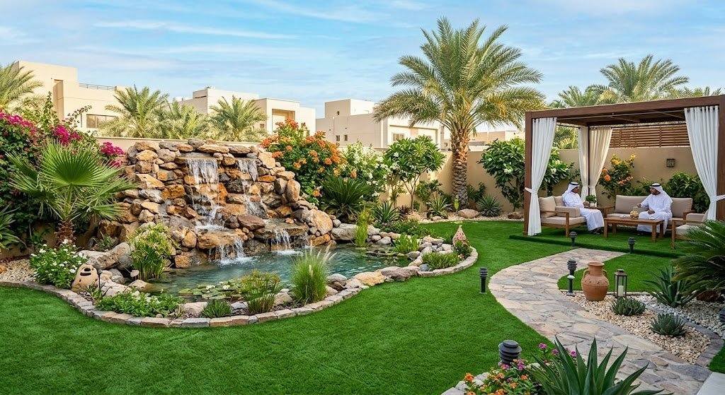 تنسيق حدائق الكويت وتصميم شلالات