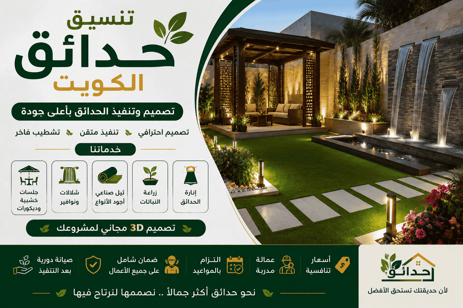 تصميم وتنسيق حدائق منزلية عصرية في الكويت