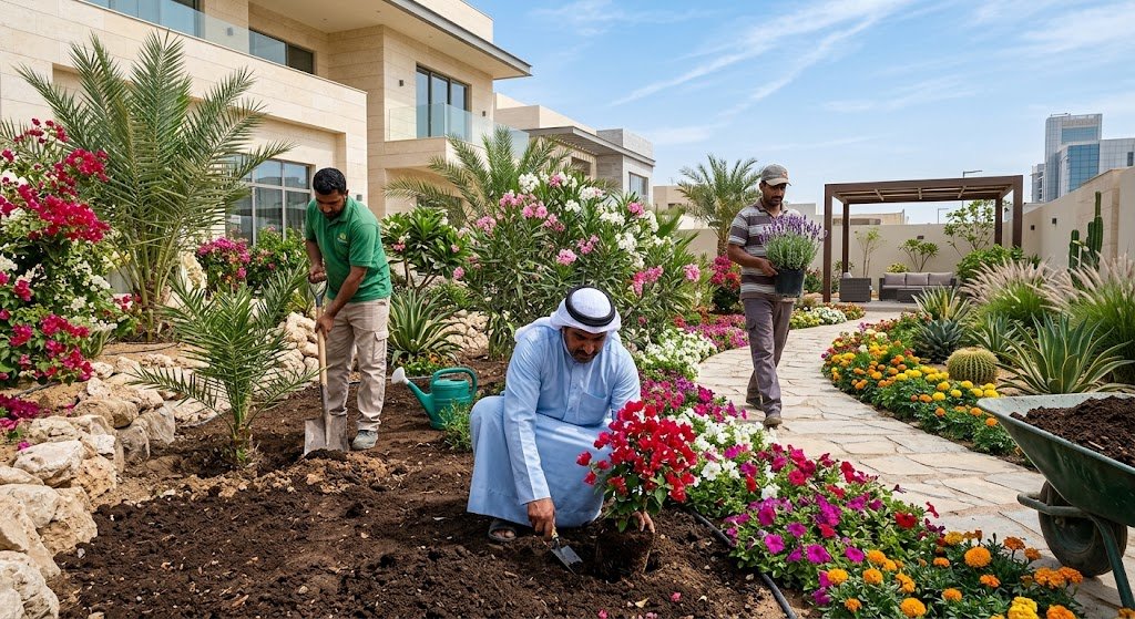 معلم تركيب عشب صناعي وطبيعي بالكويت