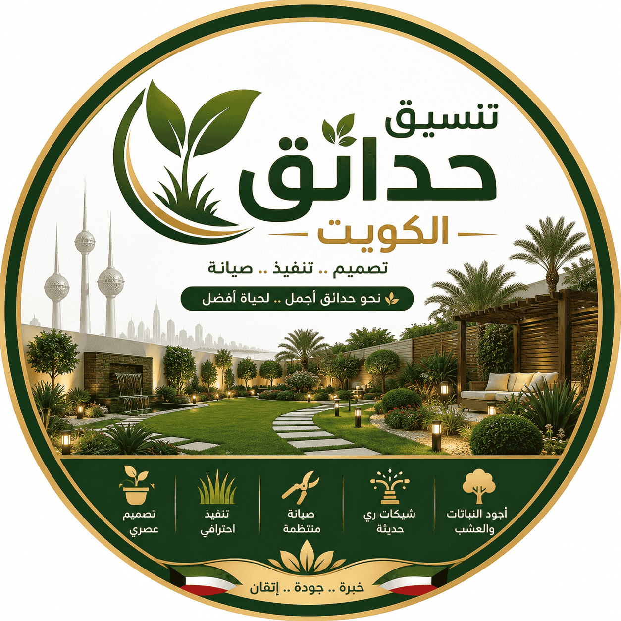 شعار تنسيق حدائق الكويت | تصميم عصري يعكس الطبيعة